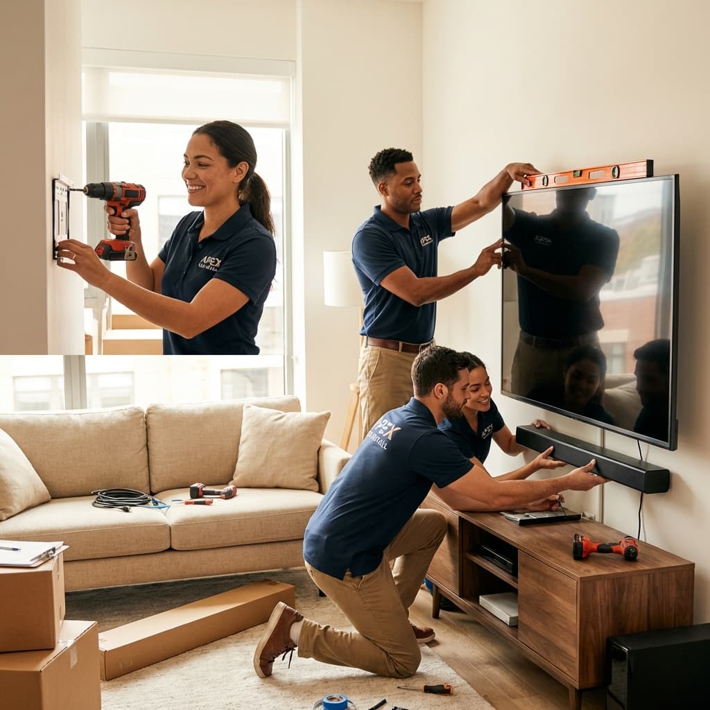 Laslar Tech Team installing a Home Theater